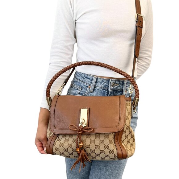 Gucci Handbags - GUCCI Vintage GG Monogram Logo 2way Crossbody Shoulder Bag Beige Brown [105911]
